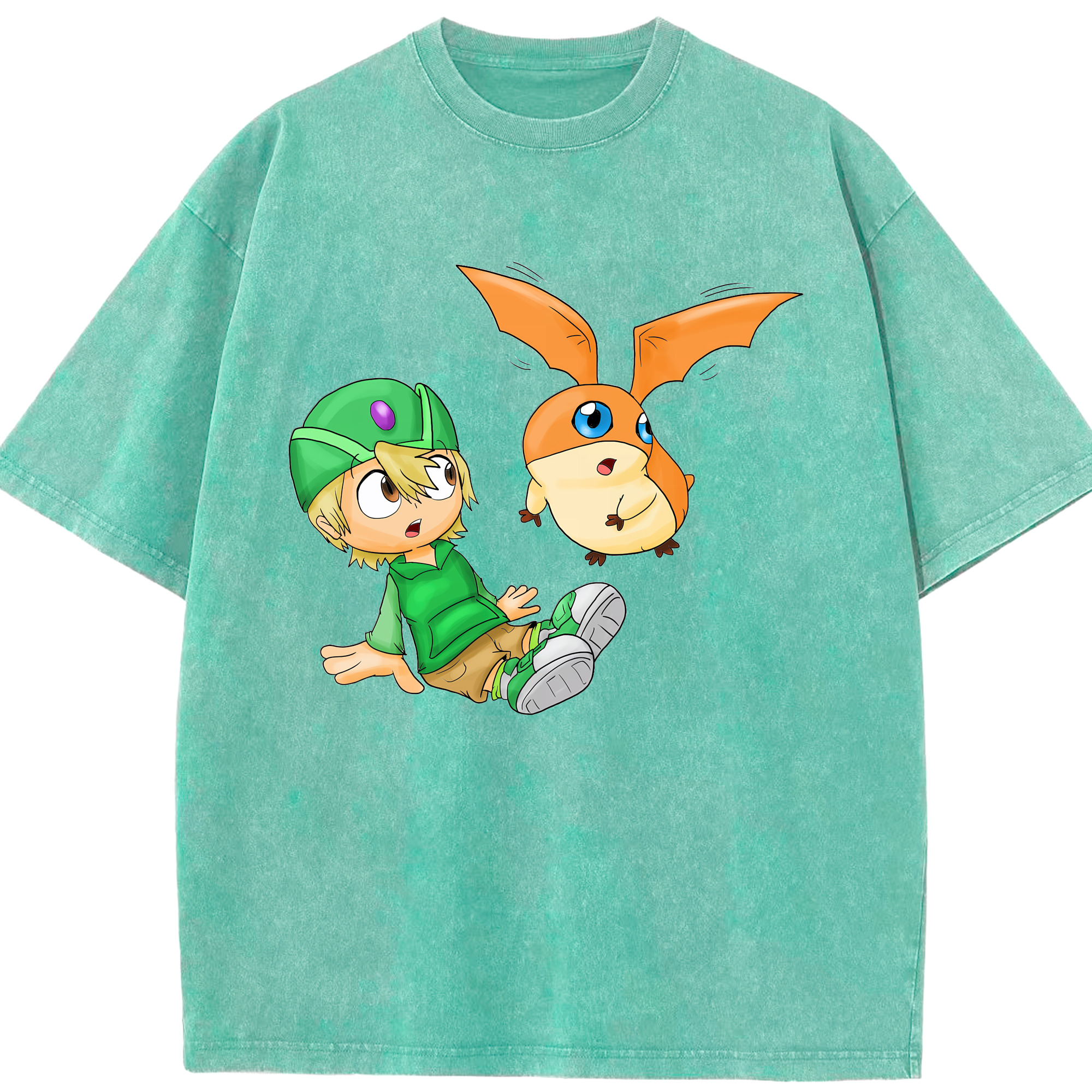 （画像用） Digimon デジタルモンスター/デジモン 綿100% ヴィンテージ風 半袖Tシャツ（フロントプリント）